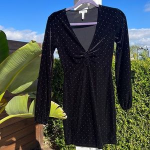 Little black velvet dress with silver metal dots